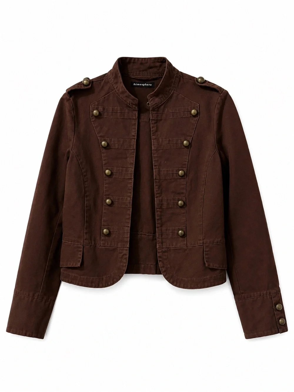 Atmosphere Brown Military-Style Buttoned Jacket - Picture 1 of 5